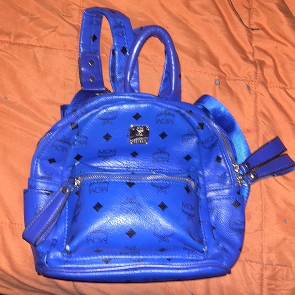 MCM BLUE STARK SIDE NON STUDDED BACKPACK IN VISETOS - Picture 4 of 5